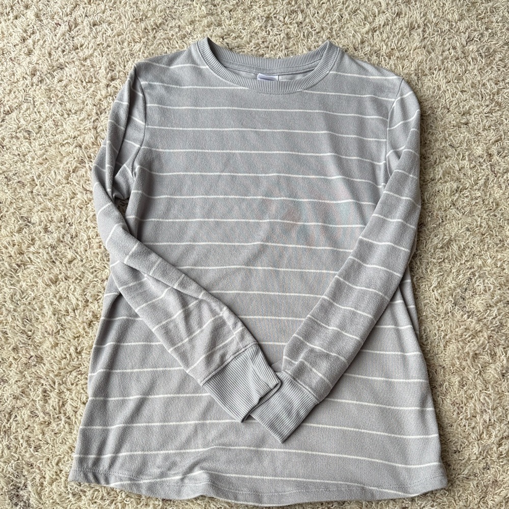 Stars Above Gray Striped Long Sleeve Tee
